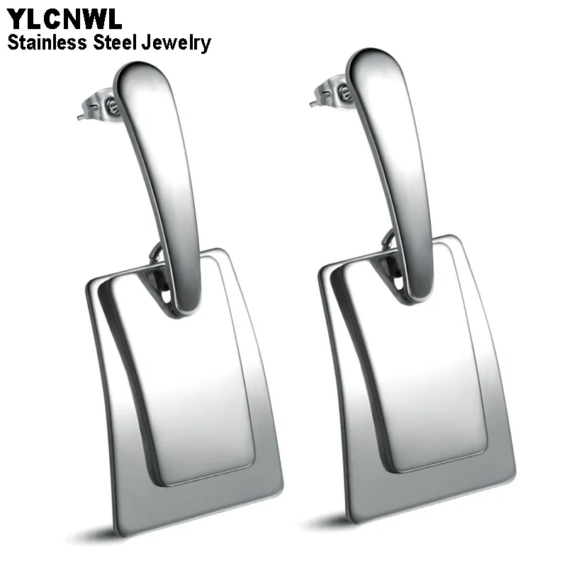 Женские Висячие серьги из нержавеющей стали квадратные серьги-подвески