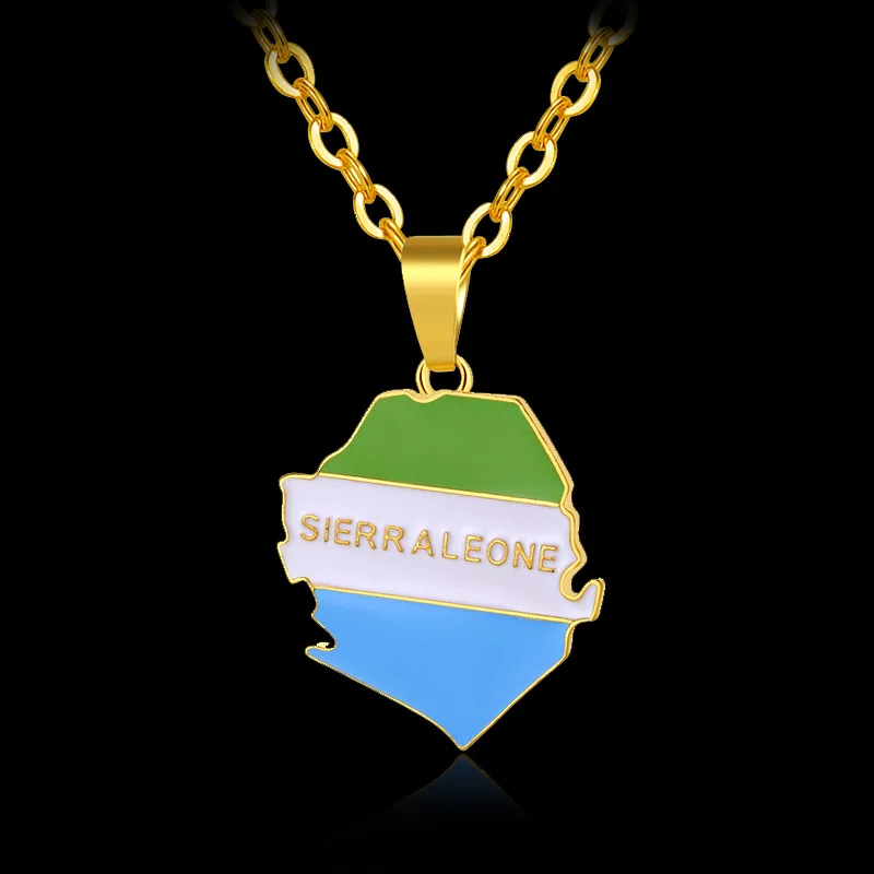 Ожерелье с картой из шри-Леоны для женщин и мужчин подвеска золотого цвета
