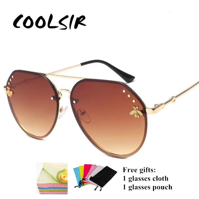 COOLSIR 2020 Винтажные Солнцезащитные очки авиаторы для женщин Роскошные с золотыми