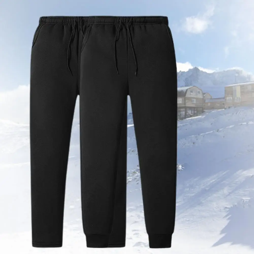 

Winter Men Plush Liner Sweatpants Men Sports Pants Outdoor Fashion Training Trousers SolidColor Drawstring Sports Trousers Pants
