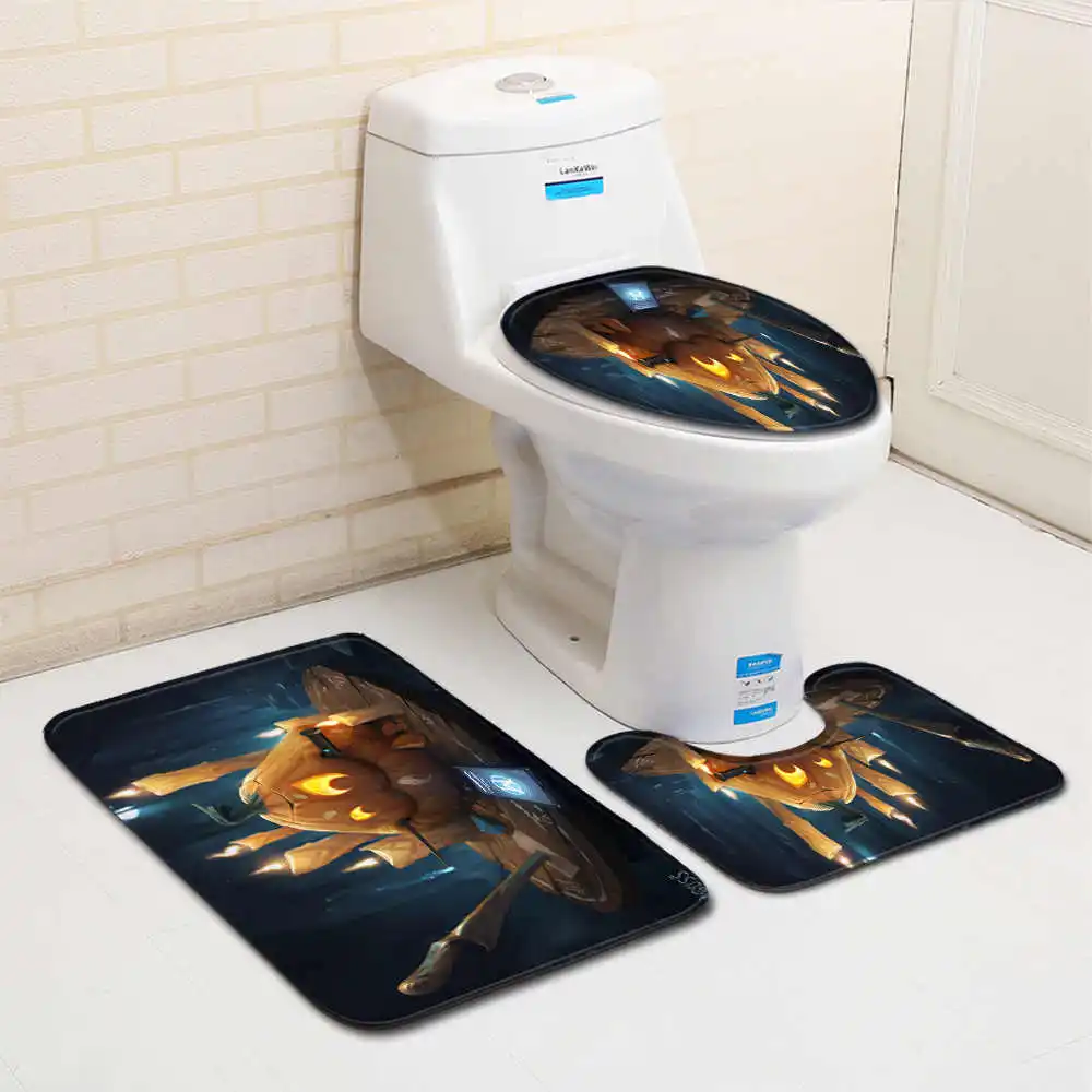 3Pcs/set Halloween skull Bathroom Mat Set Flannel Anti-Slip Kitchen Bath Carpet Toliet Rug Washable Tapete Banheiro | Дом и сад