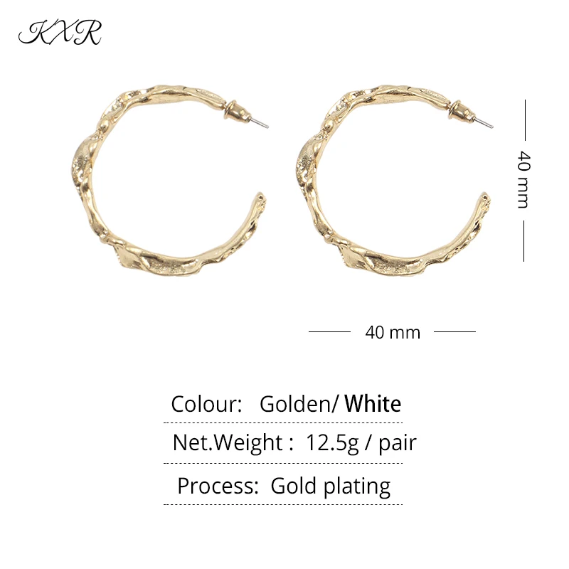 

KXR S925 needle Fashion Jewelry Hoop Earrings Popular Style New Design Metal Golden Plating Metal Earrings For Women Gift