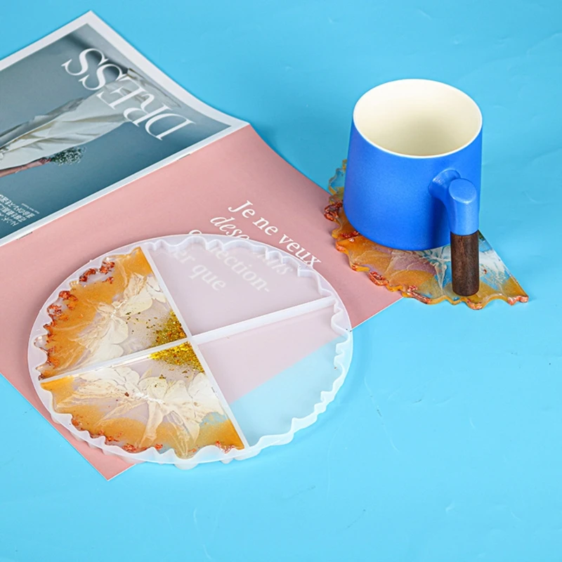 

87HC Agate Coaster Epoxy Resin Mold Irregular Wavy Cup Mat Silicone Mould DIY Crafts Home Decortaions Casting Tools