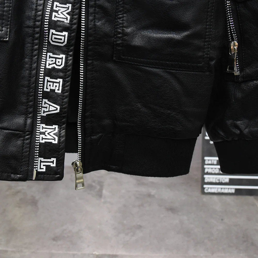 Весенняя детская одежда куртка из искусственной кожи для мальчиков Детская