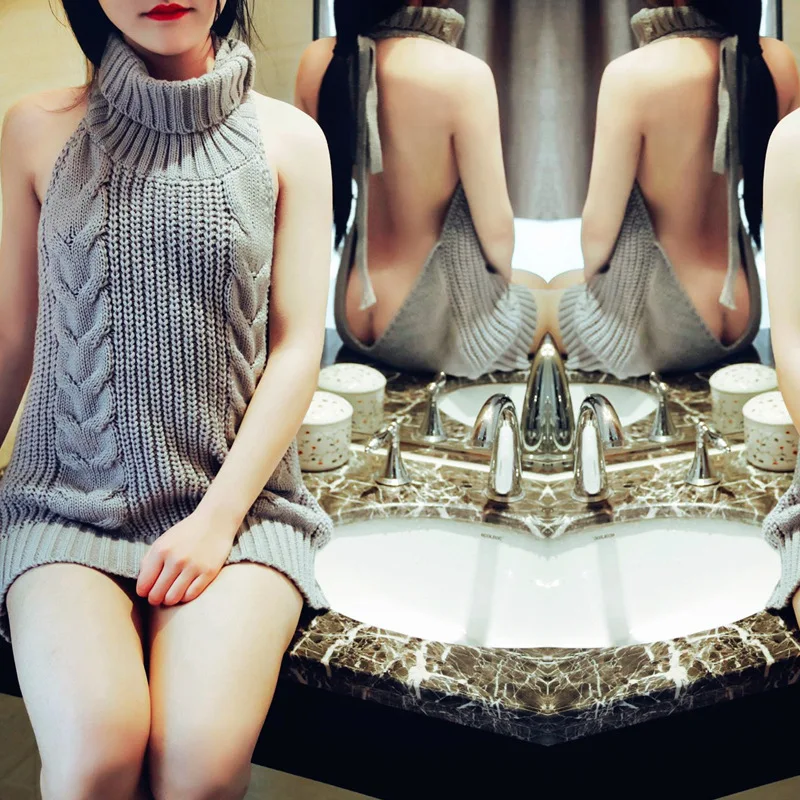 Women Pullovers New virgin killer girl group sexy strapless halter Solid Knitted sweater QQ016 | Женская одежда