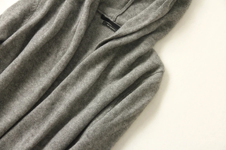 Aliaga New Arrival Pure Cashmere Cardigan Women Autumn Winter Hooded Sweater Coat With Pocket