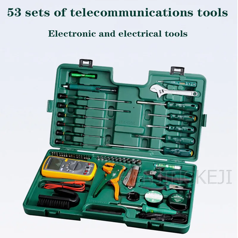 

53 Pieces of Telecommunications Tools Electrician Special Set Toolbox Home Hardware Tools Comprehensive Combination