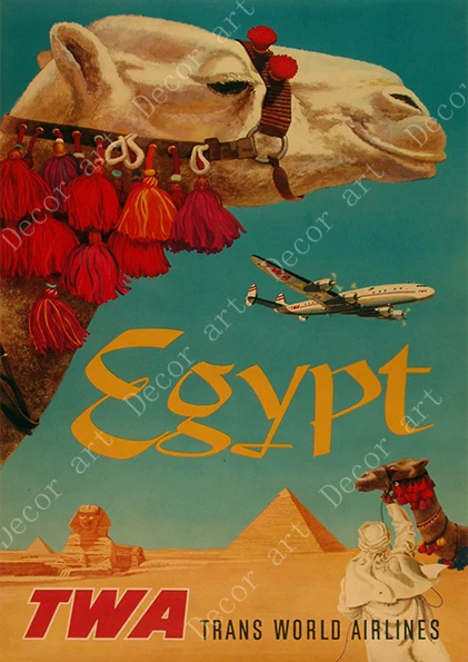 Воздушный поезд путешествие в Африку Египет холст живопись винтажные настенные