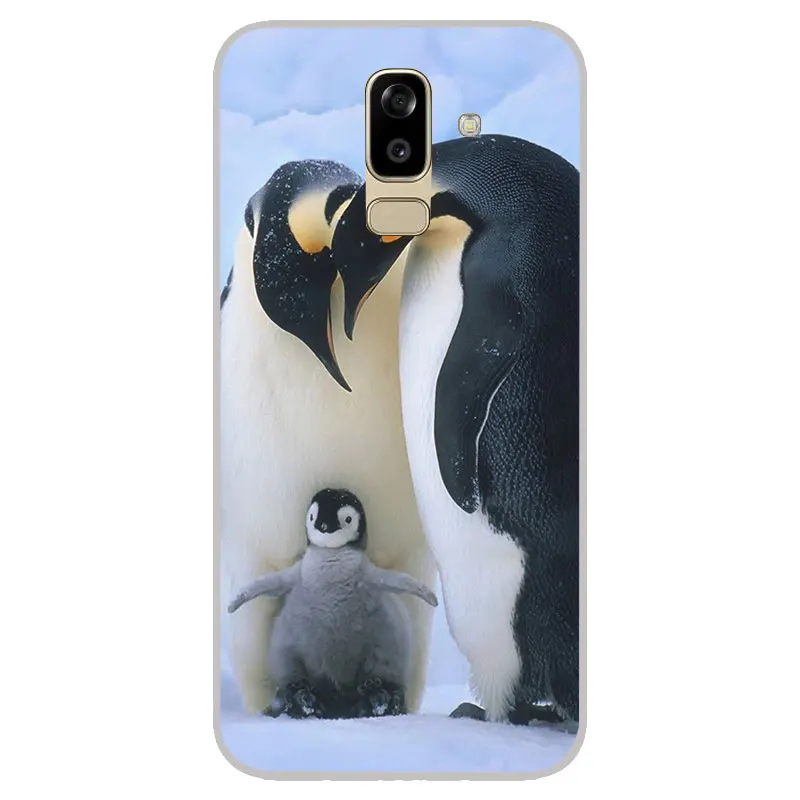 cute Penguin Matte Silicone Case For Samsung galaxy J2 pro J3 J4 J6 J7 J8 A5 A7 A9 A8 A6 Plus 2018 TPU Phone Cover |