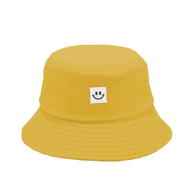 

Bucket Hats Women Summer Sunscreen Panama Hat Candy Color Smile Face Sun Hat Pure Color Sunbonnet Travel Beach Fishermen Caps