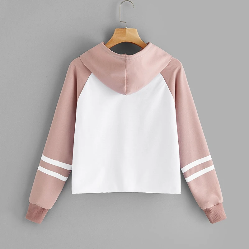 Женский свитшот в полоску с длинным рукавом и надписью|Женские толстовки