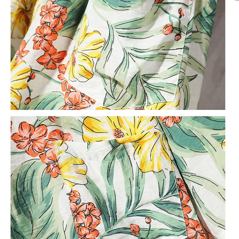 

2021Men Hawaiian Shirts Set Summer Floral Shirts Men +Print Beach Shorts Short Sleeve Tracksuit Fashion 2 piece Sets Male S-5XL