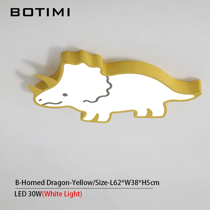 B-Yellow-White Light Светодиодный потолочный светильник для детской спальни с изображением BOTIMI из мультфильма, современный желтый металлический потолочный светильник для мальчиков - Цвет корпуса: B-Yellow-White Light