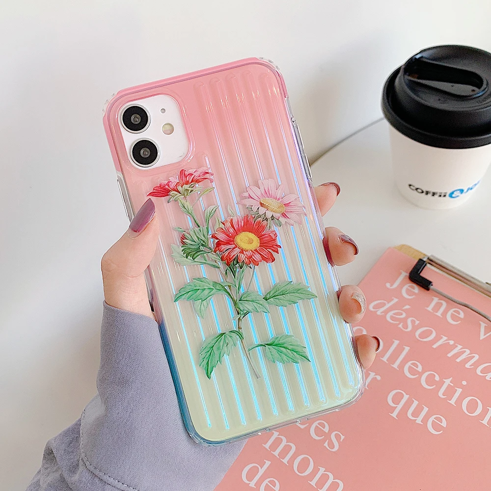 Чехол для телефона LOVECOM с лазерным градиентом цвета розы Лист iPhone 11 Pro Max XR X XS 7 8 Plus