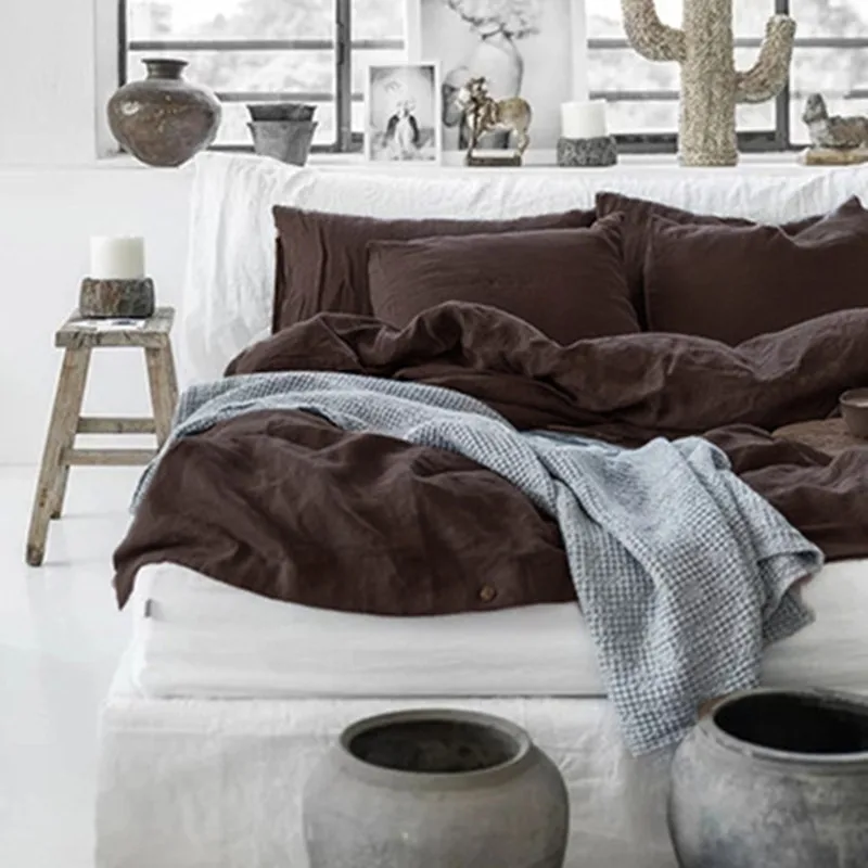 Комплект постельного белья из 4 предметов 100% лен (1 пододеяльник 1 простыня 2