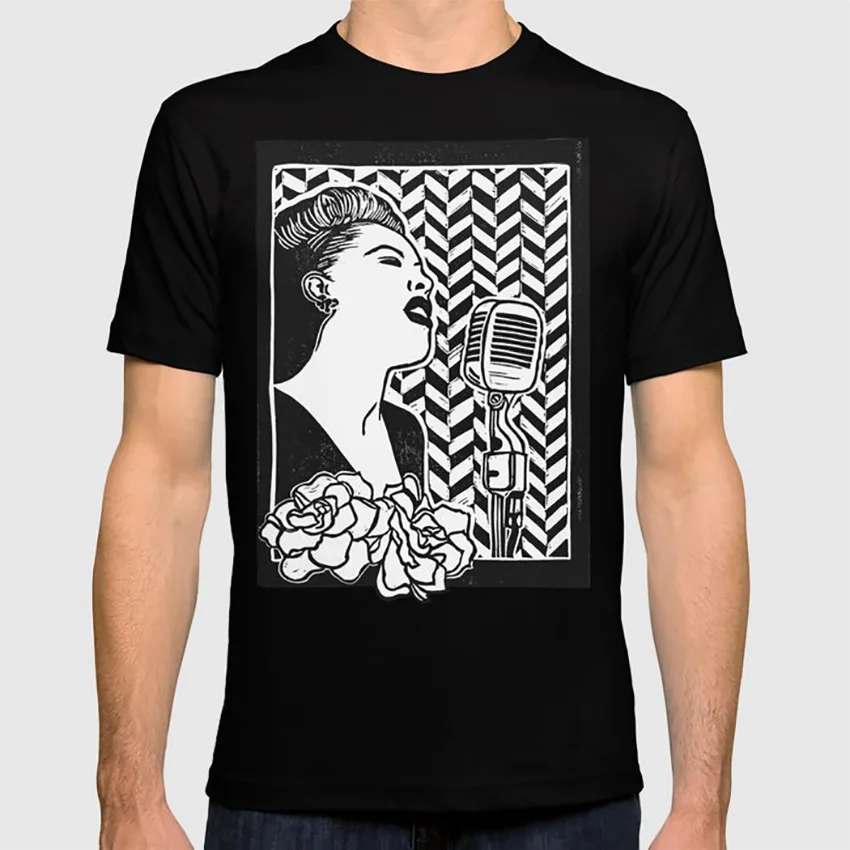 Женский день (Billie праздничный блок печати Blk) Футболка резной Linocut дереворез