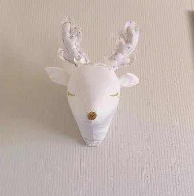 Deer B Украшение на стену в виде головы животного, единорог, лебедь, Настенное подвесное крепление, игрушки для девочек, куклы для маленьких детей, декор для детской комнаты, подарок на день рождения - Цвет: Deer B