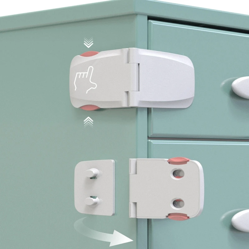 

Белый замок для ящиков, Детская безопасность, двойное применение, прямоугольные дверные замки для шкафов, детская защита, многофункциональ...