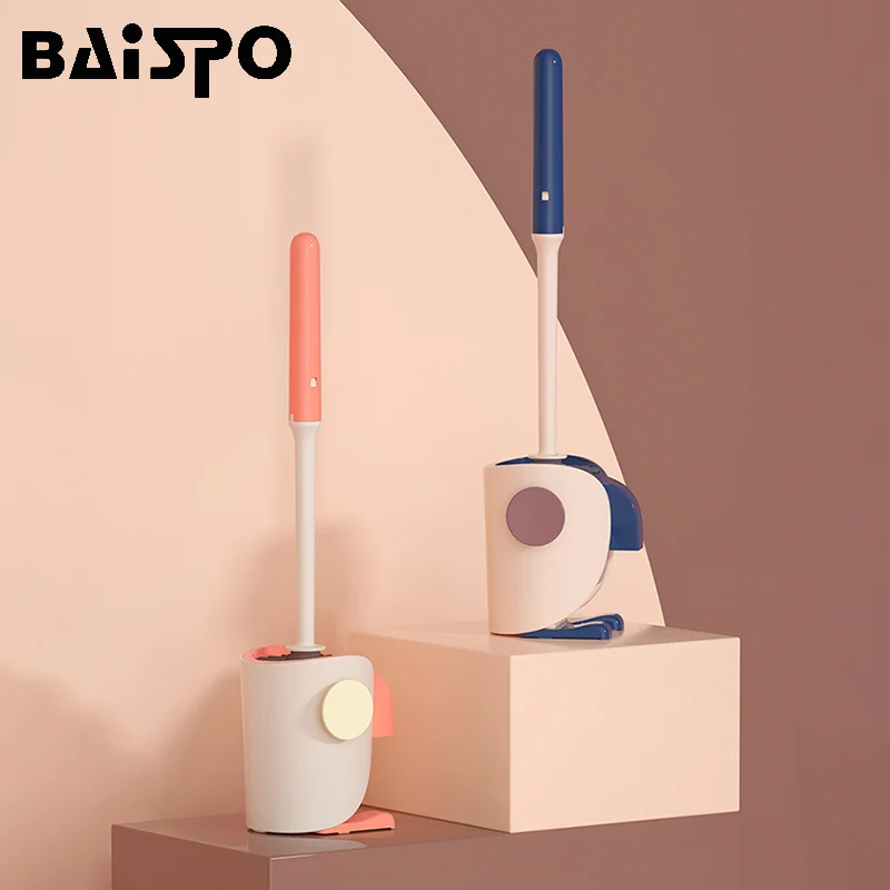 

Держатель для туалетной щетки BAISPO для ванной комнаты, инструмент для очистки без мертвых углов, силиконовая щетка для унитаза, настенные ак...