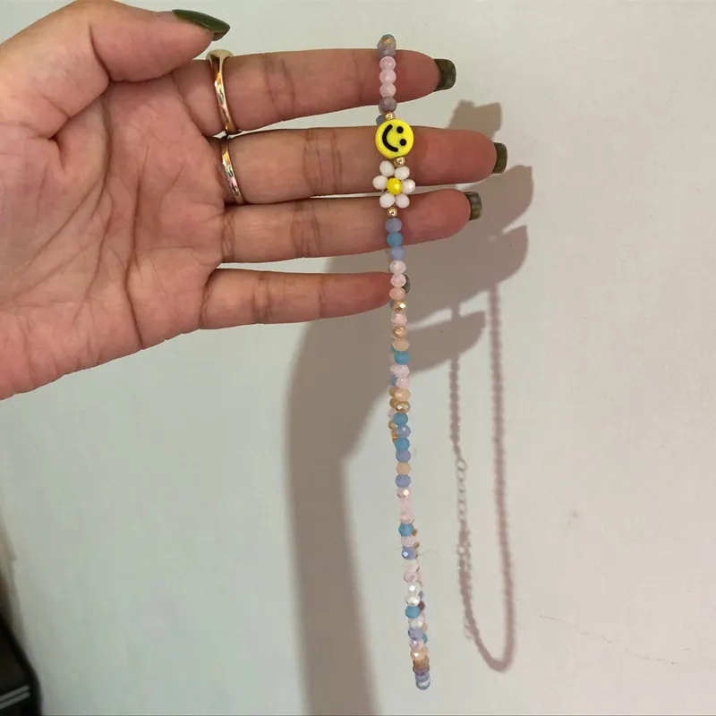 Женский браслет из бисера разноцветный ожерелье на ключицы со смайликом