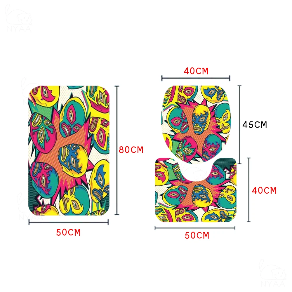 Занавески для ванной 4 шт. яркие водонепроницаемые с изображением мексиканского