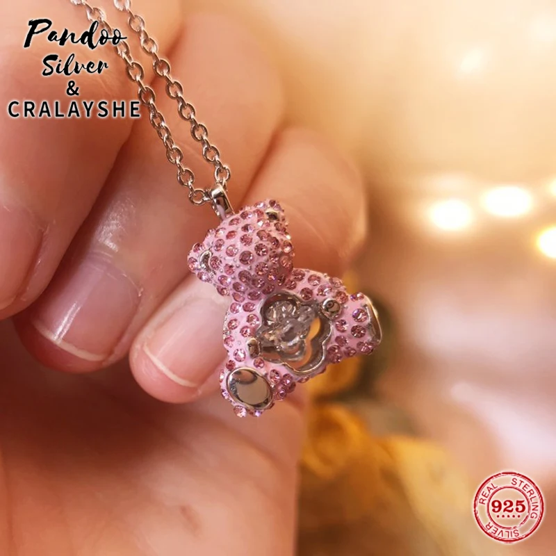 

CRALAYSHE, Трендовое очаровательное Оригинальное ювелирное изделие, лебедь, бьющееся сердце, милый детский розовый кулон плюшевый мишка, ожерел...