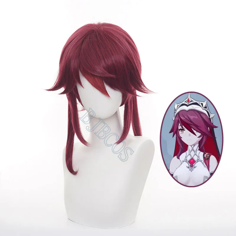 Resistente ao Calor Perucas de Cabelo Jogo Genshin Impacto Cosplay Rosaria Peruca Curto Sintético