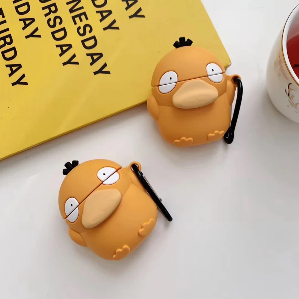 3D чехол для наушников для Airpods, чехол, милый силиконовый чехол с изображением собаки утки из мультфильма для Apple Air pods 2, наушники/Earpods, чехол, брелок, кольцо