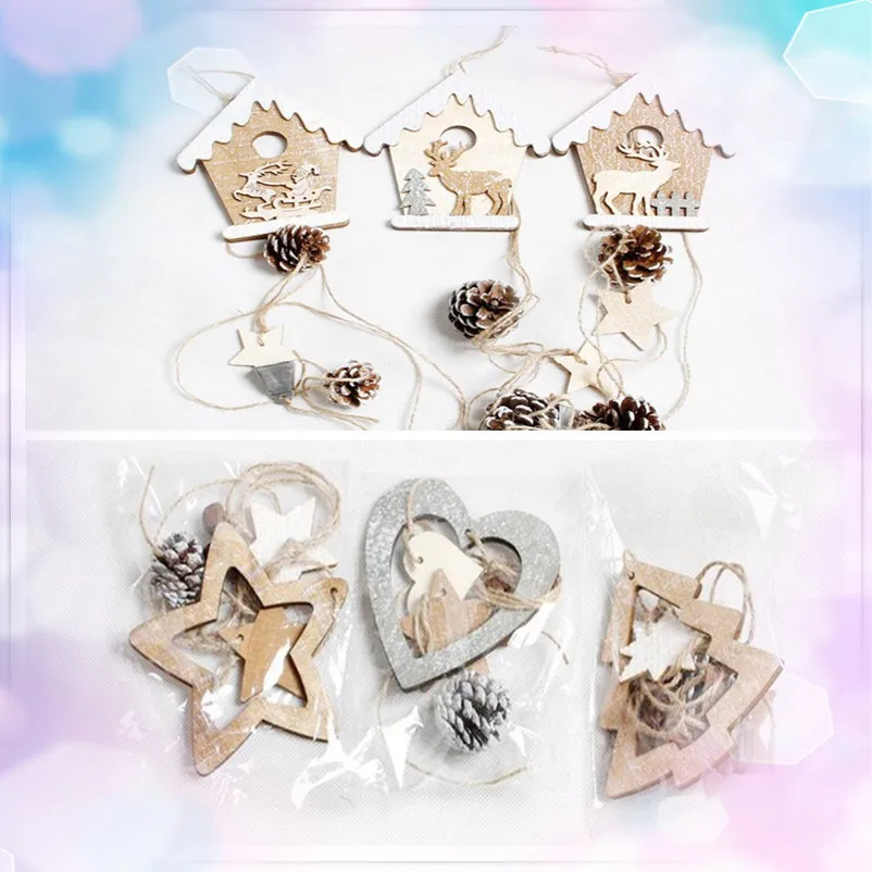 Деревянные Подвески в виде рождественского оленя украшения для рождественской