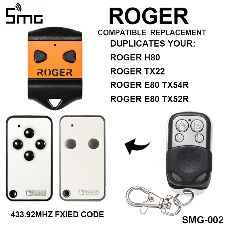 ROGER H80 TX22 Дистанционное открывание ворот гаража Барьер Управление TX54R TX52R пульт