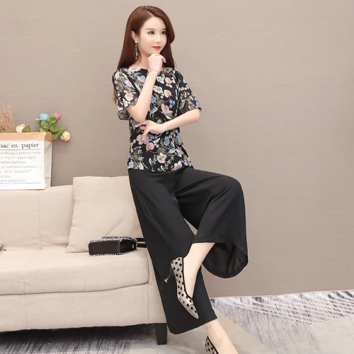 

Floral Print Wide Leg Pants Women Two Piece Outfits Summer Plus Size 5xl Ensemble Femme 2 Piece Sets Womens Outfits Women's Suit