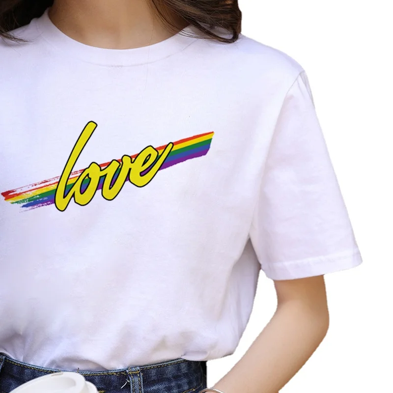 Lgbt Harajuku Rainbow Gay Pride T Shirt Women Lesbian Cartoon T-shirt 90s Graphic Casual Tshirt Fashion Cotton Tops Tee | Женская одежда
