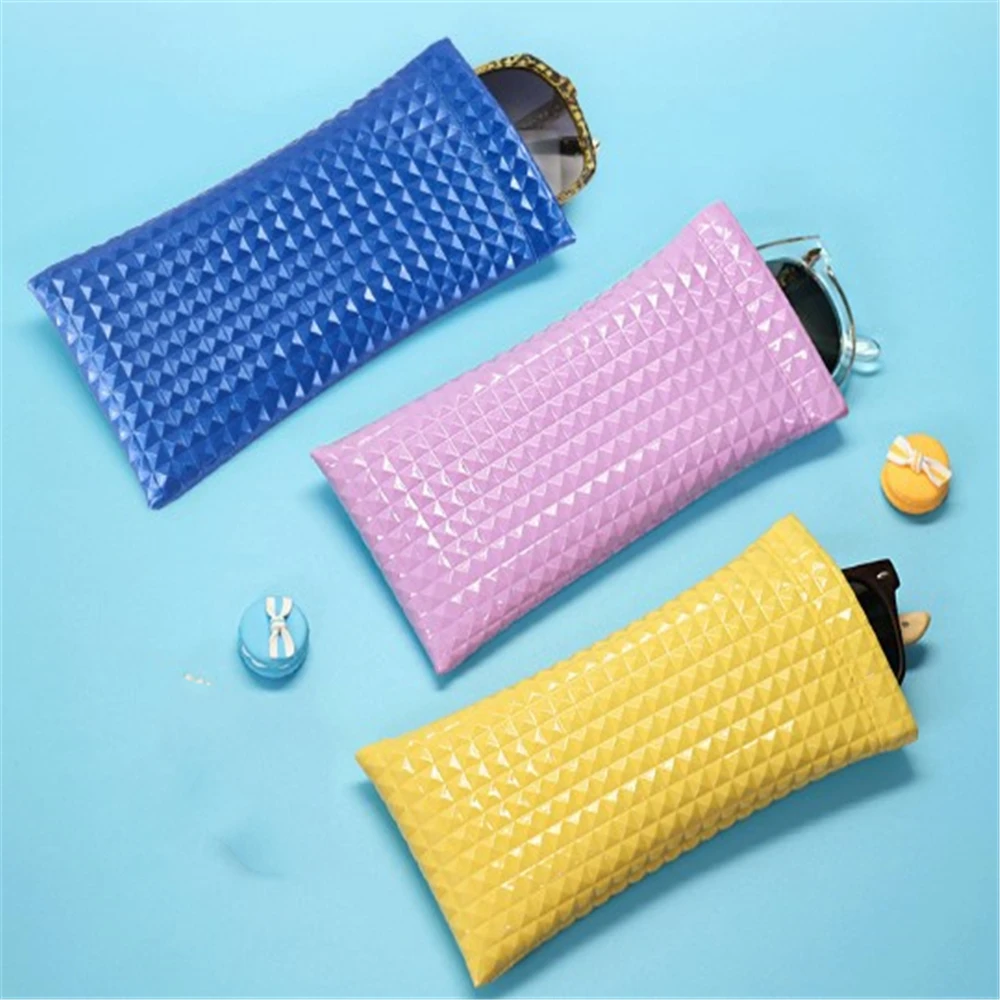 

2021Sunglasses Bag PU Leather Glass Case Pouch Mobile Phone Wallet Portable Candy Color Storege Case New Fashionable Wholesale
