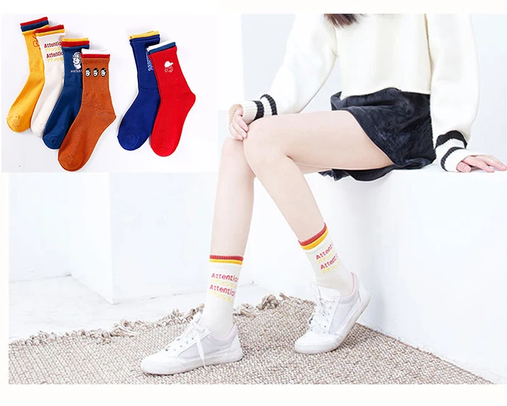 Новые хлопковые Мультяшные носки Индивидуальные забавные модные для пар в