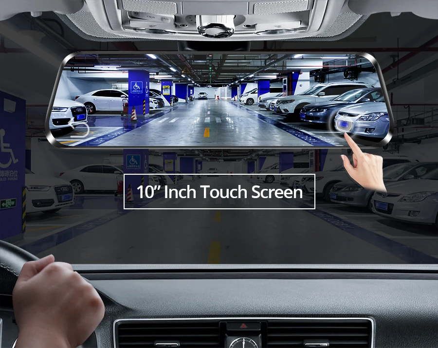 E-ACE Car Dvr ADAS 4G 10" IPS mirror Dash cam Video Recorder Full HD 1920x1080 Dual Lens Rear View Mirror Android GPS Car Camera