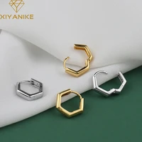xiyanike silver color korean new hexagon hoop earrings female temperament simple light luxury elegant exquisite jewelry