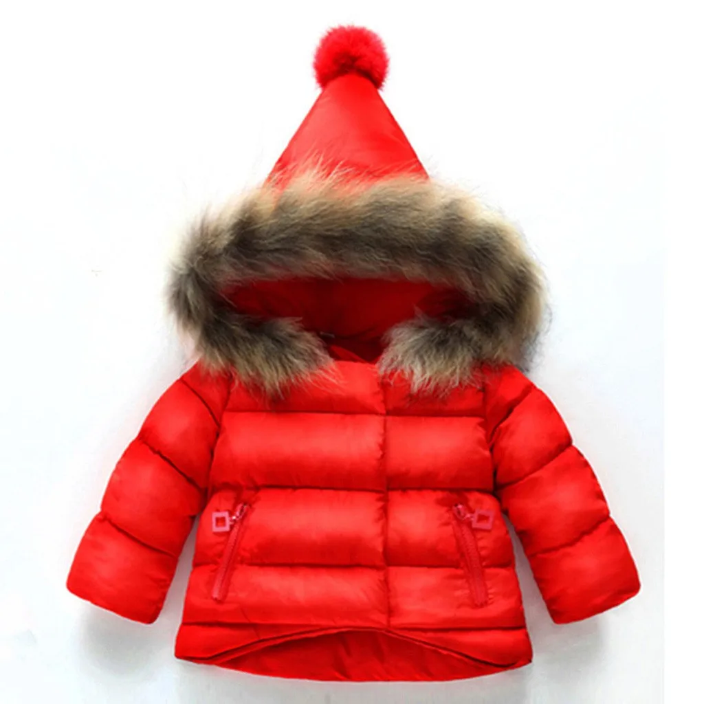 

Girls cute padded jacket winter children's solid color hoodie zipper jacket warm jacket padded jacket 40*