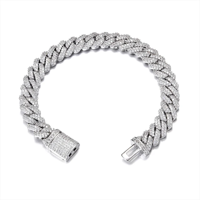 Hip Hop 10MM 2 Row Heavy Cuban Prong Chain Bling Iced Out