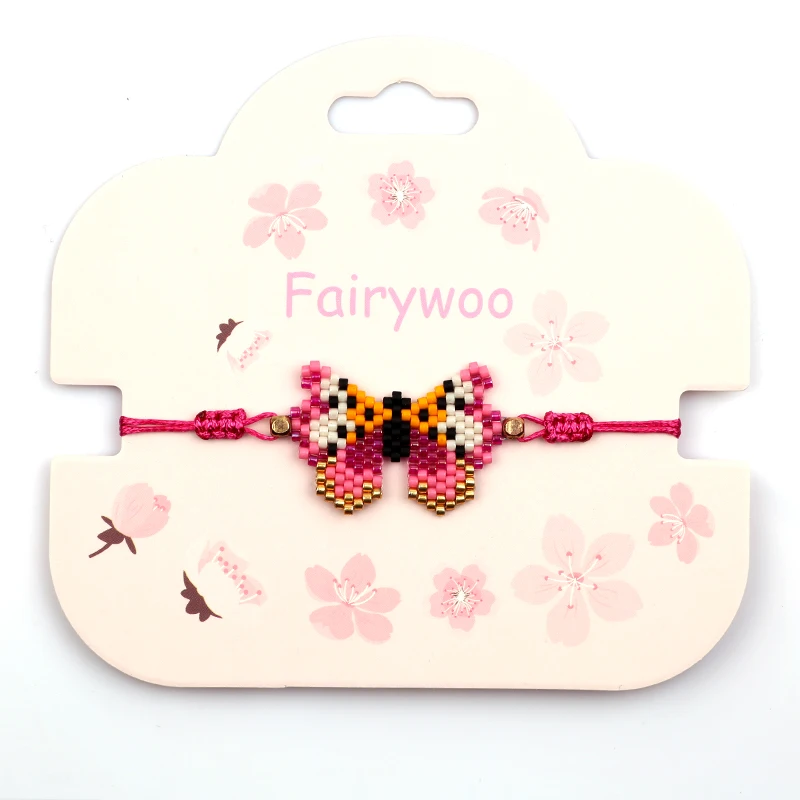 FAIRYWOO милый браслет с бабочкой розовый кристаллами мужской Т-образным шармом