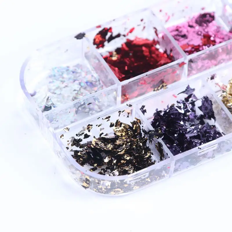 12 балок/Набор для дизайна ногтей цветная блестящая бумага лист хлопья