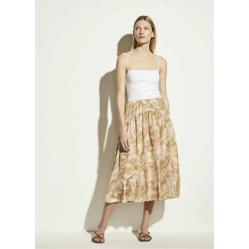 

Женская шелковая юбка с цветочным принтом, лето 2021