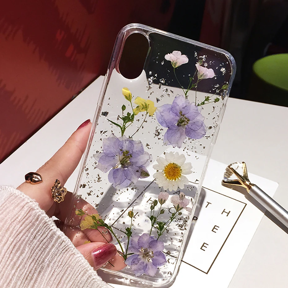 22 Qianliyao настоящие сушеные чехлы с цветочным принтом для IPhone X XS Max XR 6 6S 7 8 Plus 11 Pro Max чехол ручной работы мягкий свежий цветок чехол для телефона - Цвет: 22