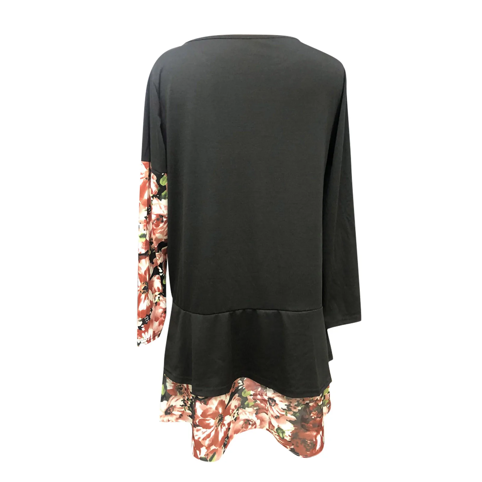 

Women's dress Ladies Chiffon Stitching Contrast Color Printing Irregular Casual Long Dress Christmas ladies long Sleeve Printed