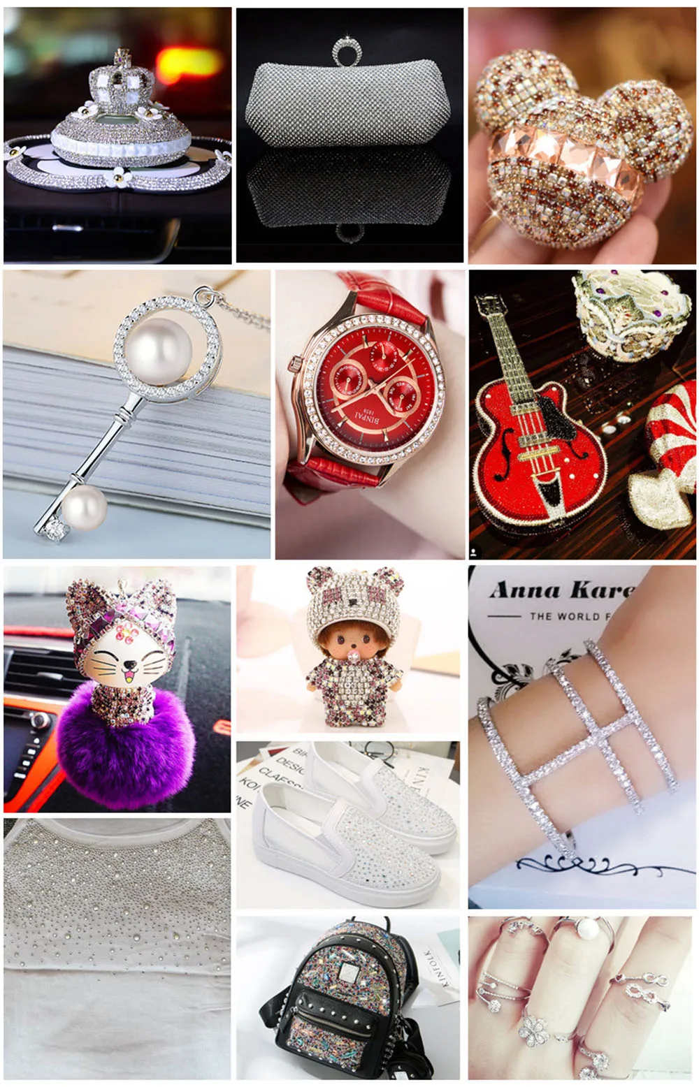 Description Picture 5 of itemDIY Rhinestone Sheet Self Adhesive Rhinestone Trim Luxurious Crystal Sheet Stickers for PC Phone Case Shoes Car Decoration