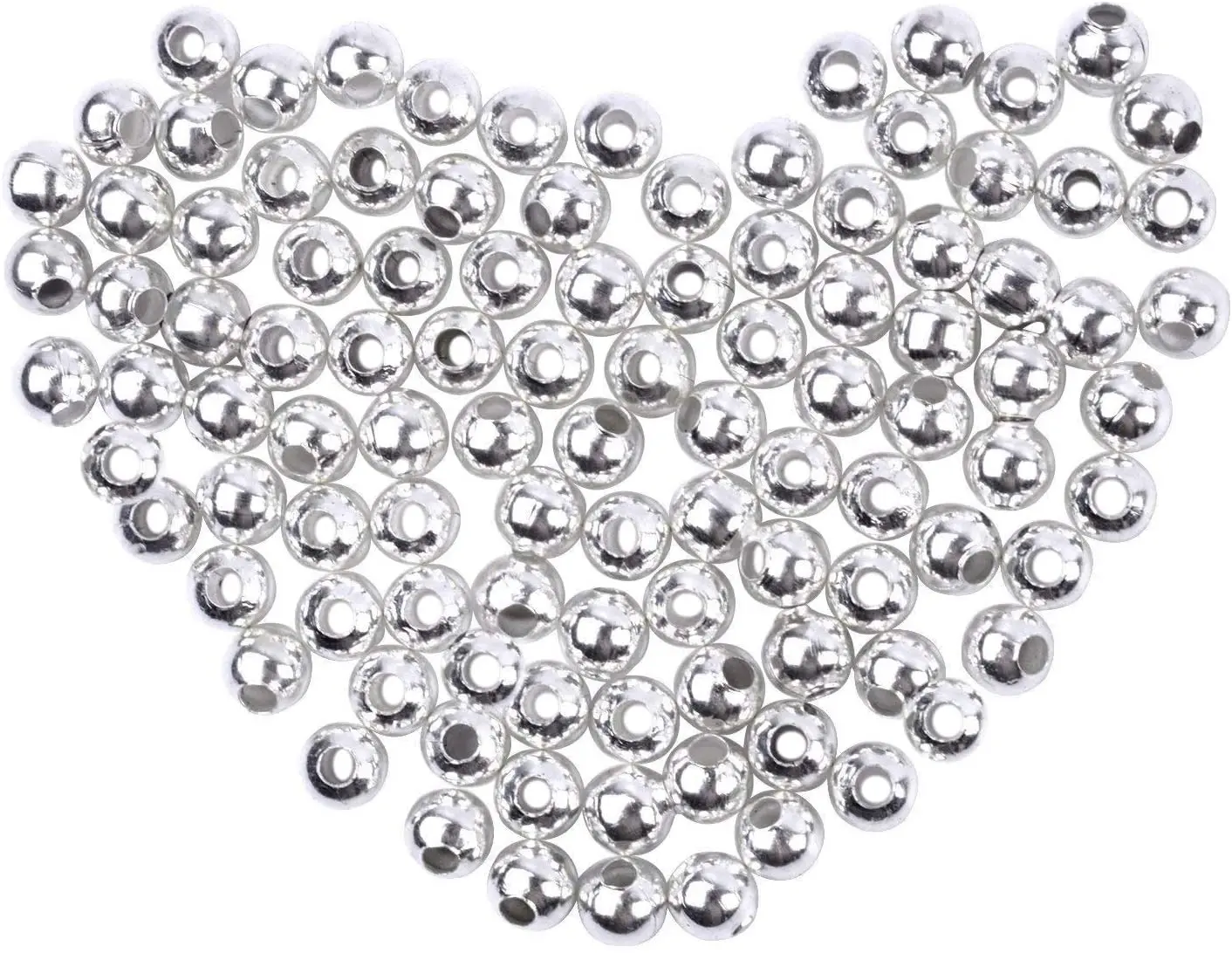

1000pcs 4mm Silver Plated Metal Spacer Beads Round Ball Beads Seamless Smooth Solid Loose Beads for DIY Bracelets Jewelry Making
