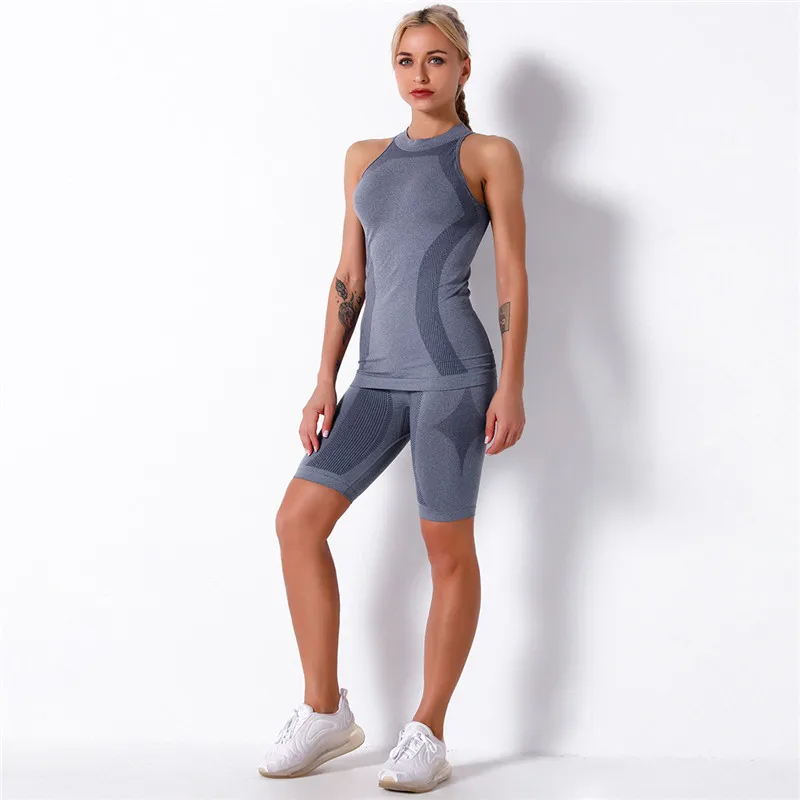 Спортивные костюмы для фитнеса комплект из двух предметов бесшовные Леггинсы