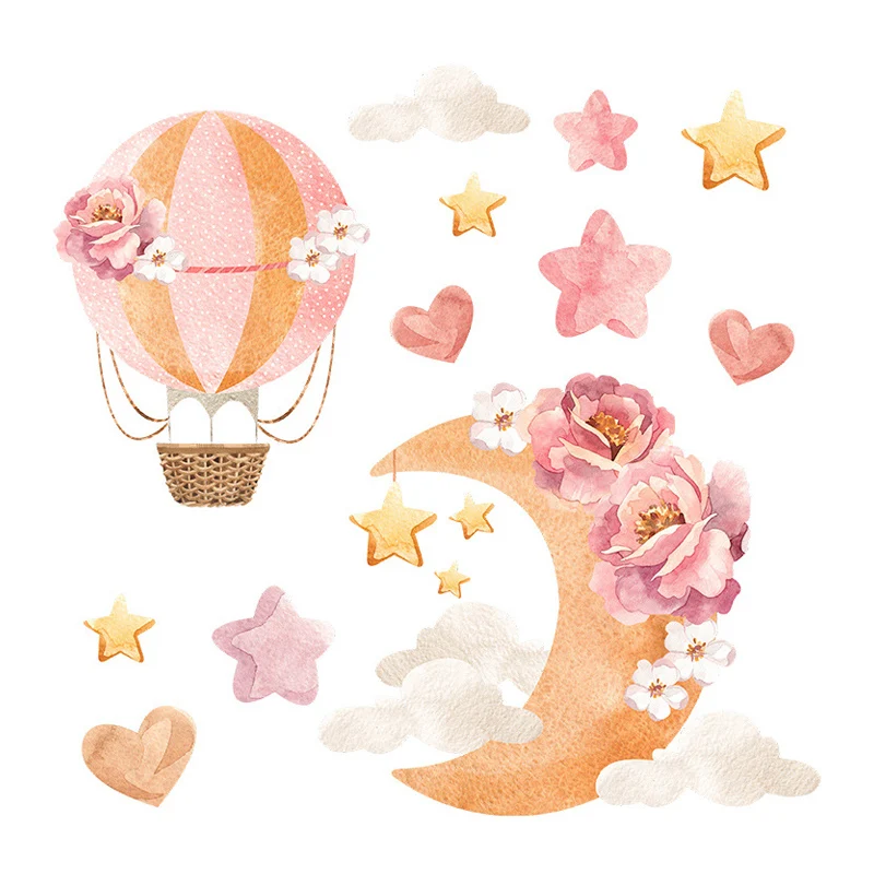 Наклейки на стену в виде Луны звезды цветов для детской комнаты украшение