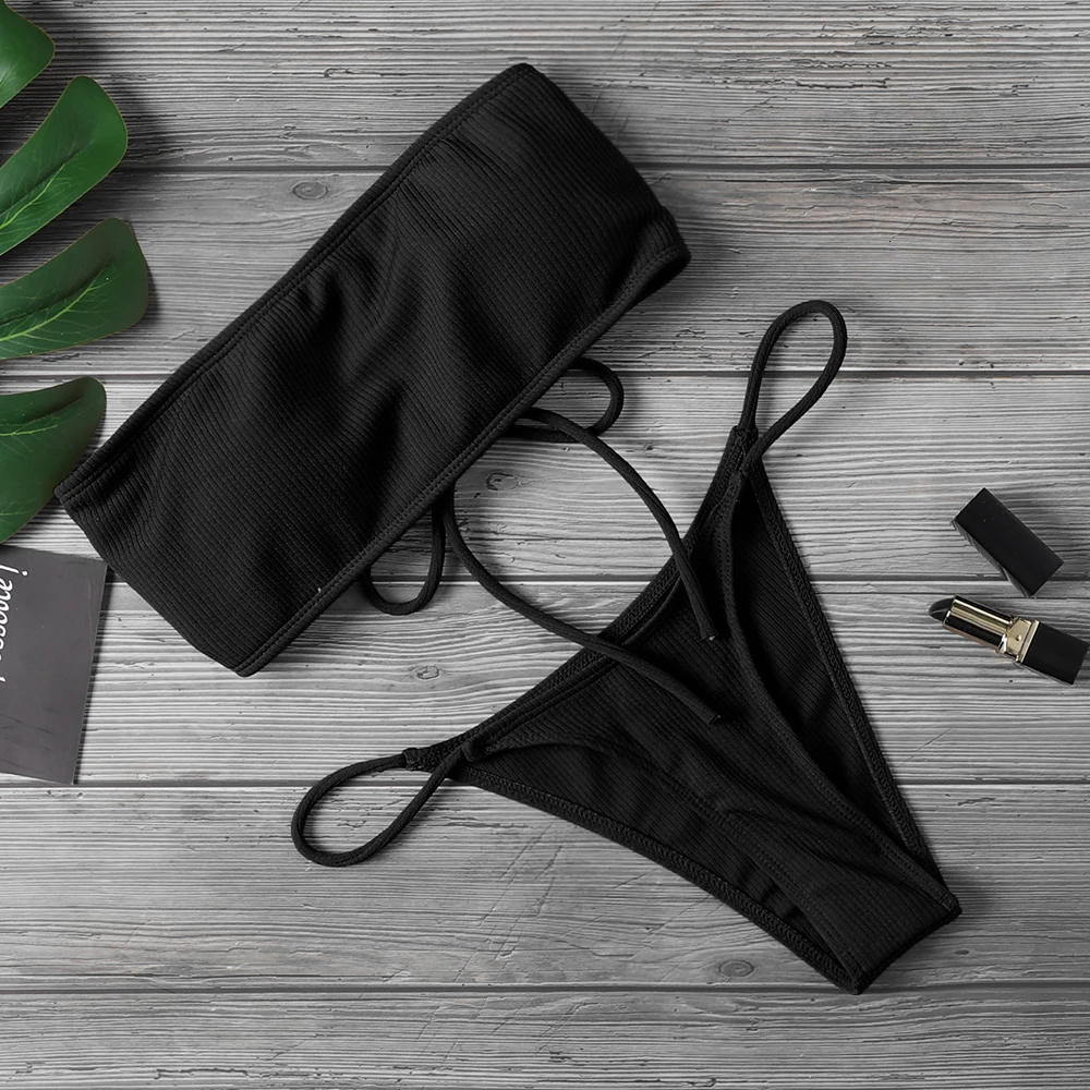 Бикини купальники сексуальный Одноцветный купальник красный черный желтый