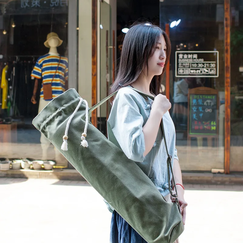 Холщовый Коврик для йоги Портативная сумка рюкзак пилатеса коврик с плечевым