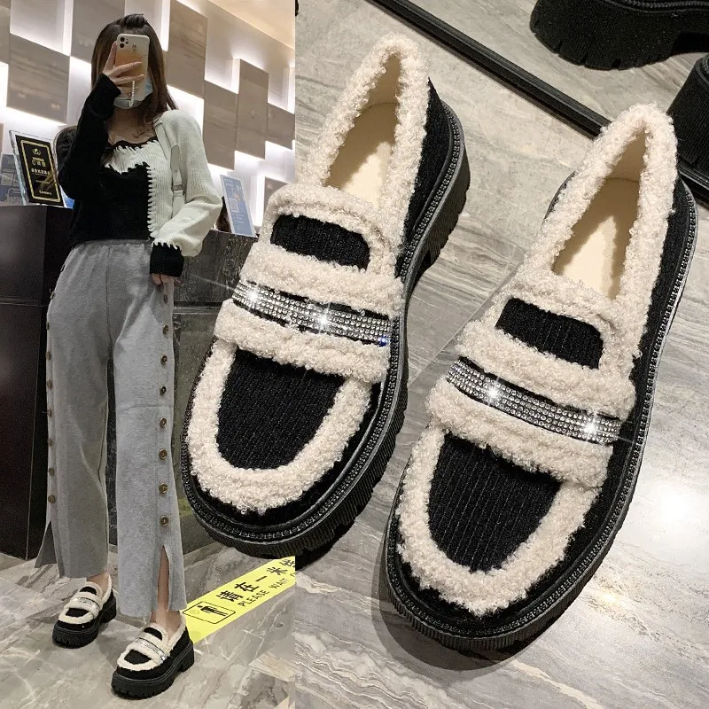 

Autumn and winter 2022 new style plus velvet one-step cotton shoes fashion casual warm cotton shoes